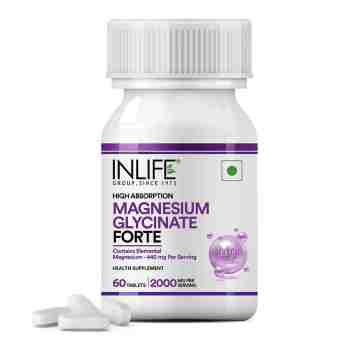 Магній гліцинат Форте 2000 мг, 60 таб, ІнЛайф; Chelated Magnesium Glycinate Forte Supplement 2000 mg, 60 tab., InLife