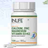 Кальций,цинк,магний,витамины D2+K2 120 таб., Инлайф; Calcium, Zinc, Magnesium,Vitamin D2+K2 120 tab., Inlife