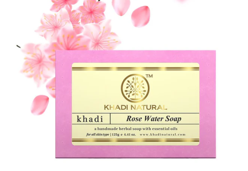 Аюрведичне мило Рожева вода 125 г, Кхаді; Rose Water Herbal Soap 125 g, Khadi Natural