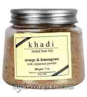 Соль для ванны апельсин и лемонграсс Herbal bath salt Orange &amp; lemongrass salt Khadi 200 gm