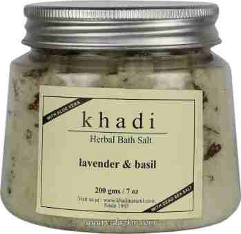 Соль Для ванны лаванда и Базилик Herbal bath salt lvander &amp; basil salt 200 gm Khadi