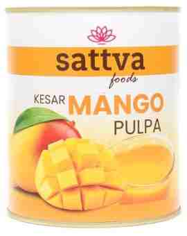 Пюре из манго сорта Кесар, 850 г, Саттва Аюрведа; Kesar mango pulp 850 g, Sattva Foods
