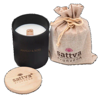 Соевая свеча Индийская роза и манго 200 мл, Саттва Аюрведа; Soy Candle Indian Rose and Mango 200 ml, Sattva Ayurveda