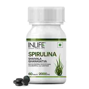 Спіруліна 60 веган.капс., дозування 500 мг, ІнЛайф; Spirulina 500 mg, 60 veg.caps., InLife