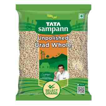 Урид дал цельный нешлифованный 500 г, Тата Сампанн; Unpolished Whole Urad dal 500 g, Tata Sampann